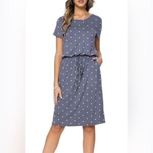 Polka Dot Casual Blue Dress